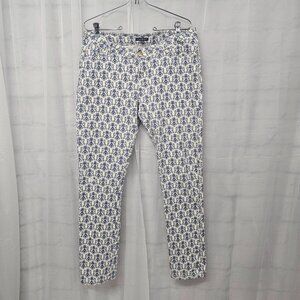 Blue White Floral Straight Leg Jeans Boho Cottagecore Festival 8